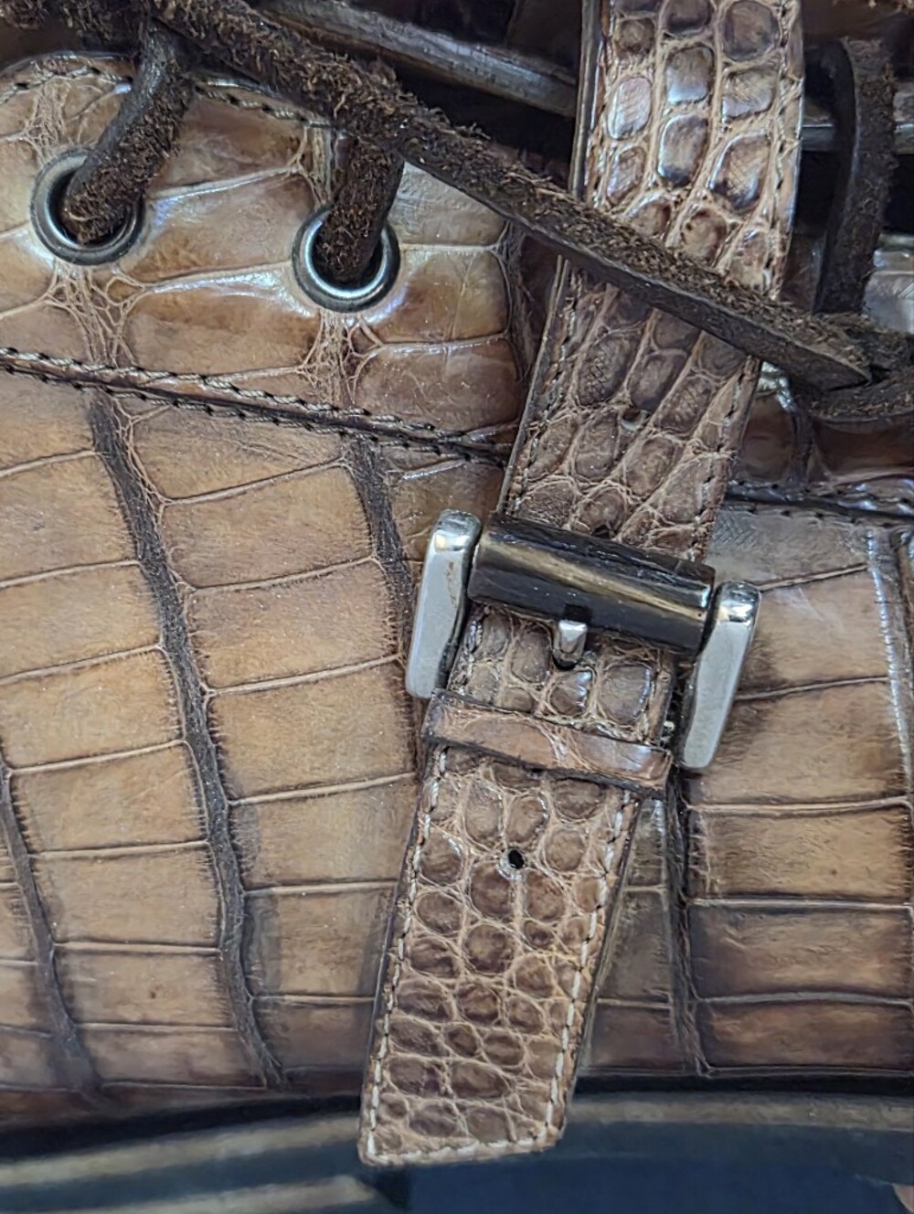 Santoni Luxury Genuine Crocodile Mid-Top Sneaker Boots Cognac Brown Hand-Painted - Picture 5 of 11